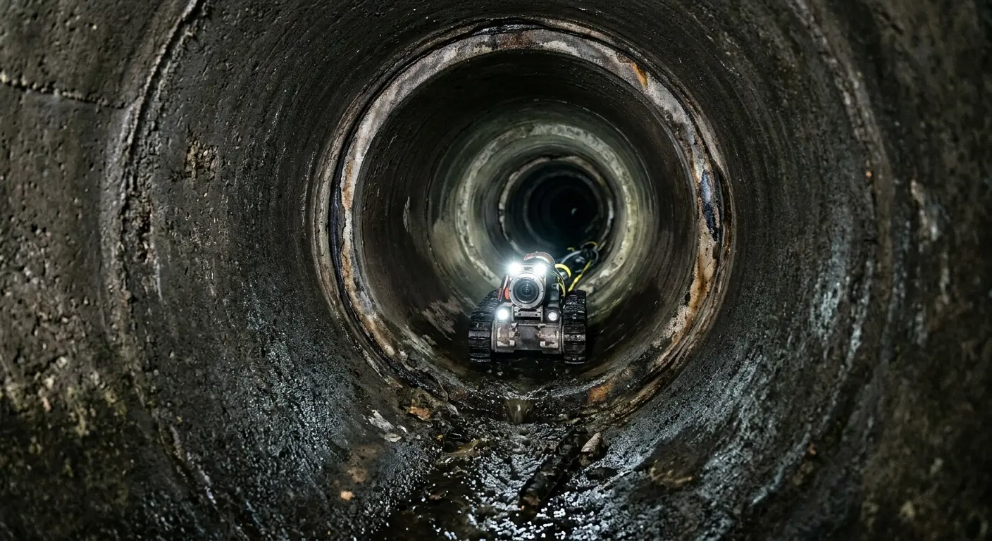 Robotic sewer camera inspecting pipe interior for Drain Snake Service in Blaine